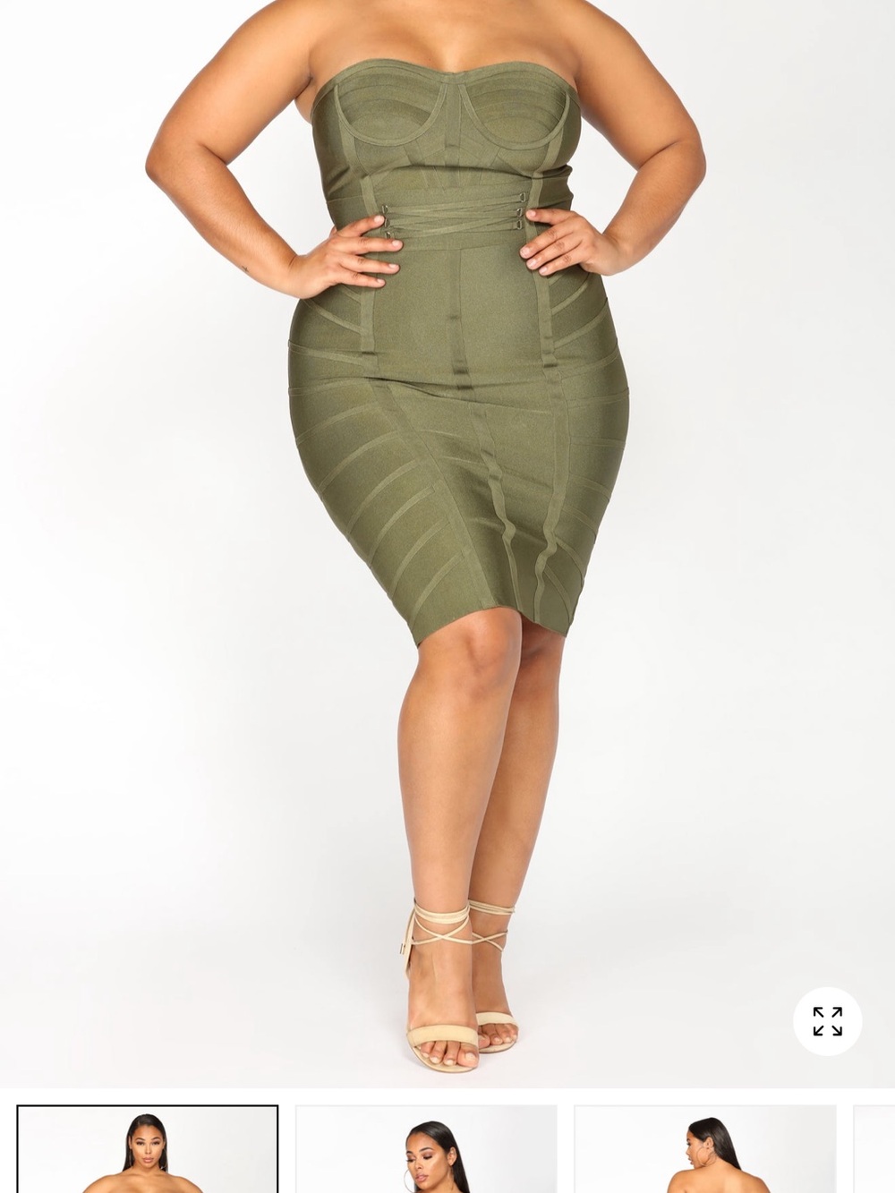 Fashion Nova Give Me A Hint Bandage Dress Olive Green 3x NWT